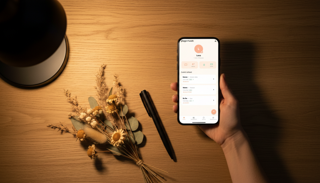 Bild von der Plapperbuch App auf einem Smartphone - Halte die ersten Worte deines Kindes fest